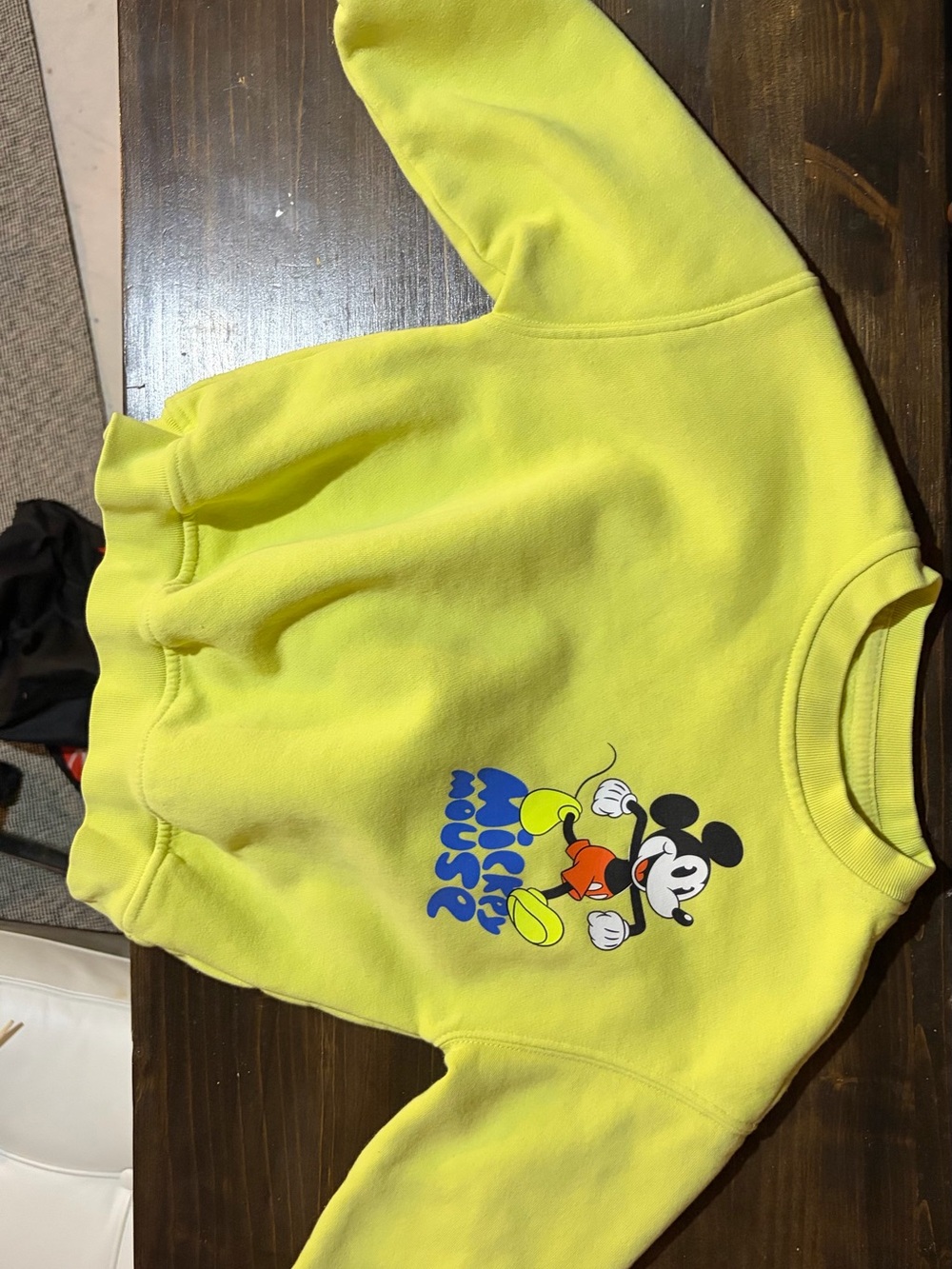 GAP Neon Yellow Mickey Mouse Graphic Sweatshirt
